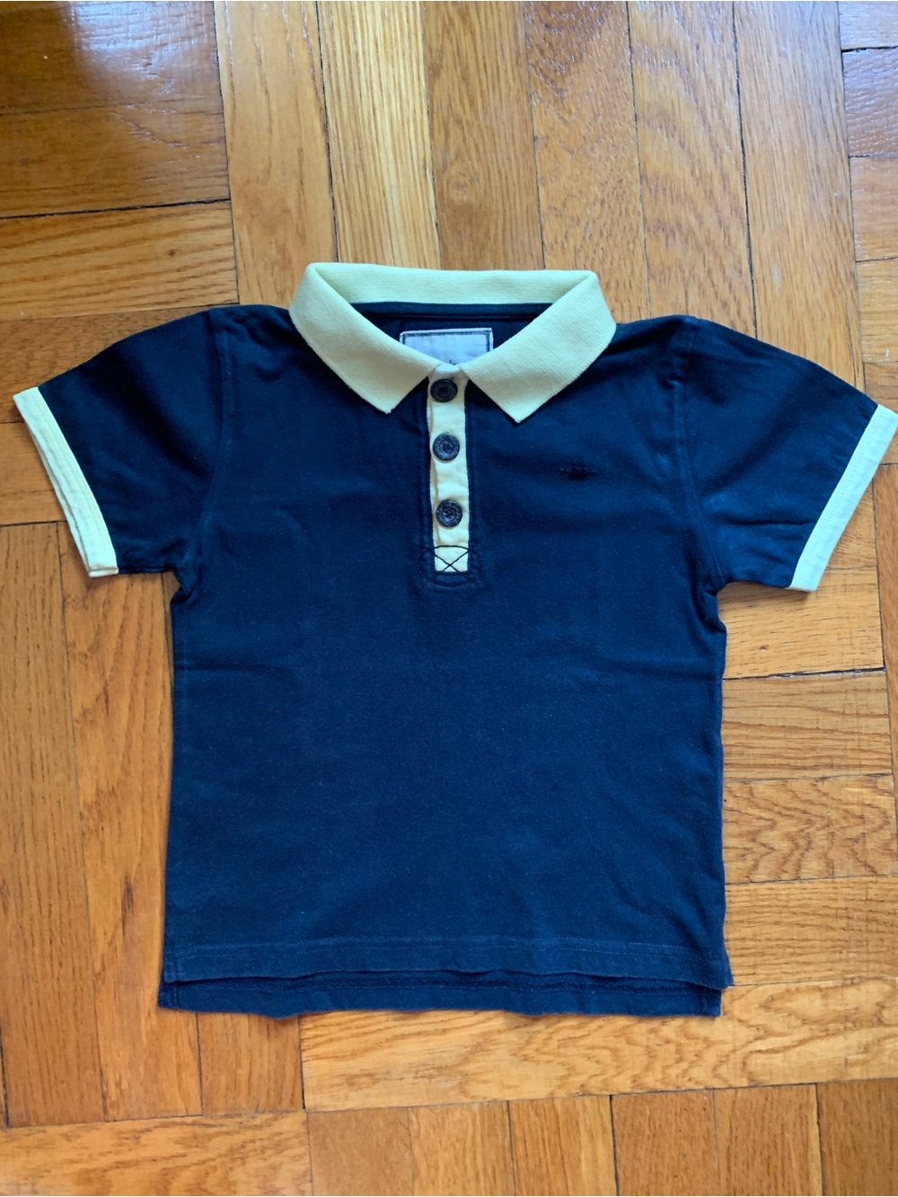 Marie Chantal Boys Navy Polo with Contrast Yellow Collar